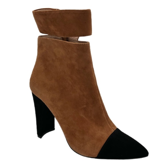 42 Gold Kiki Pointed Toe Booties, Black / Brown, Size 7.5 - Picture 1 of 9